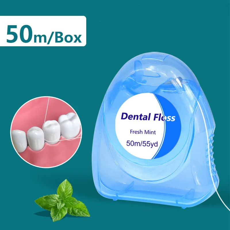 50m/Box Dental Floss Toothpicks Mint Superfine High Tensile Strength Wax Oral Hygiene Teeth Cleaning Teeth Flosser