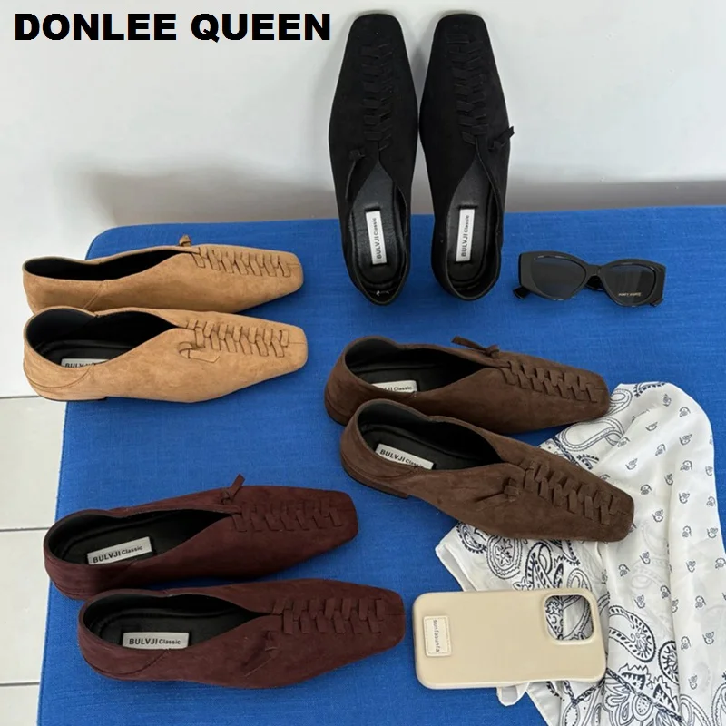 

Women New Autumn Sneaker 2025 Flats Shoes Women Loafers Fashion Square Toe Cross tied Leisure Ballet Soft Ballerina Female Mujer