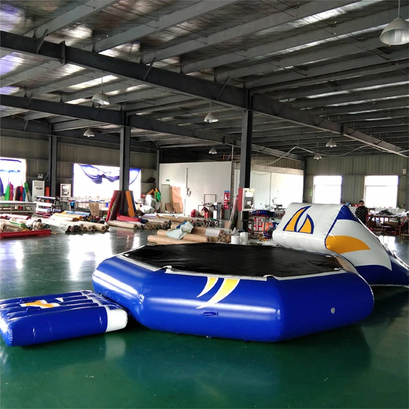 Inflatable Water Trampoline Jumping Bouncy with Slide Entertainment for Outdoor Water Activities