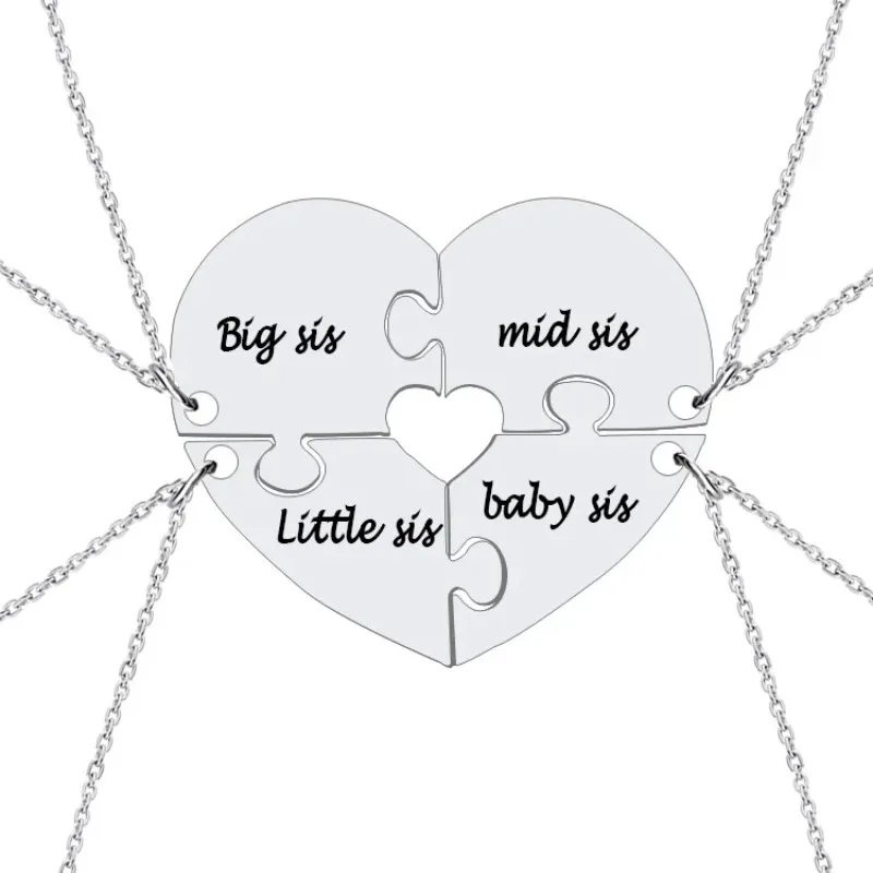 Collar BFF para 2/3/4/5 de acero inoxidable, rompecabezas de amistad familiar, conjunto de collar con colgante para hermana, regalos de joyería para hermanas y amigos