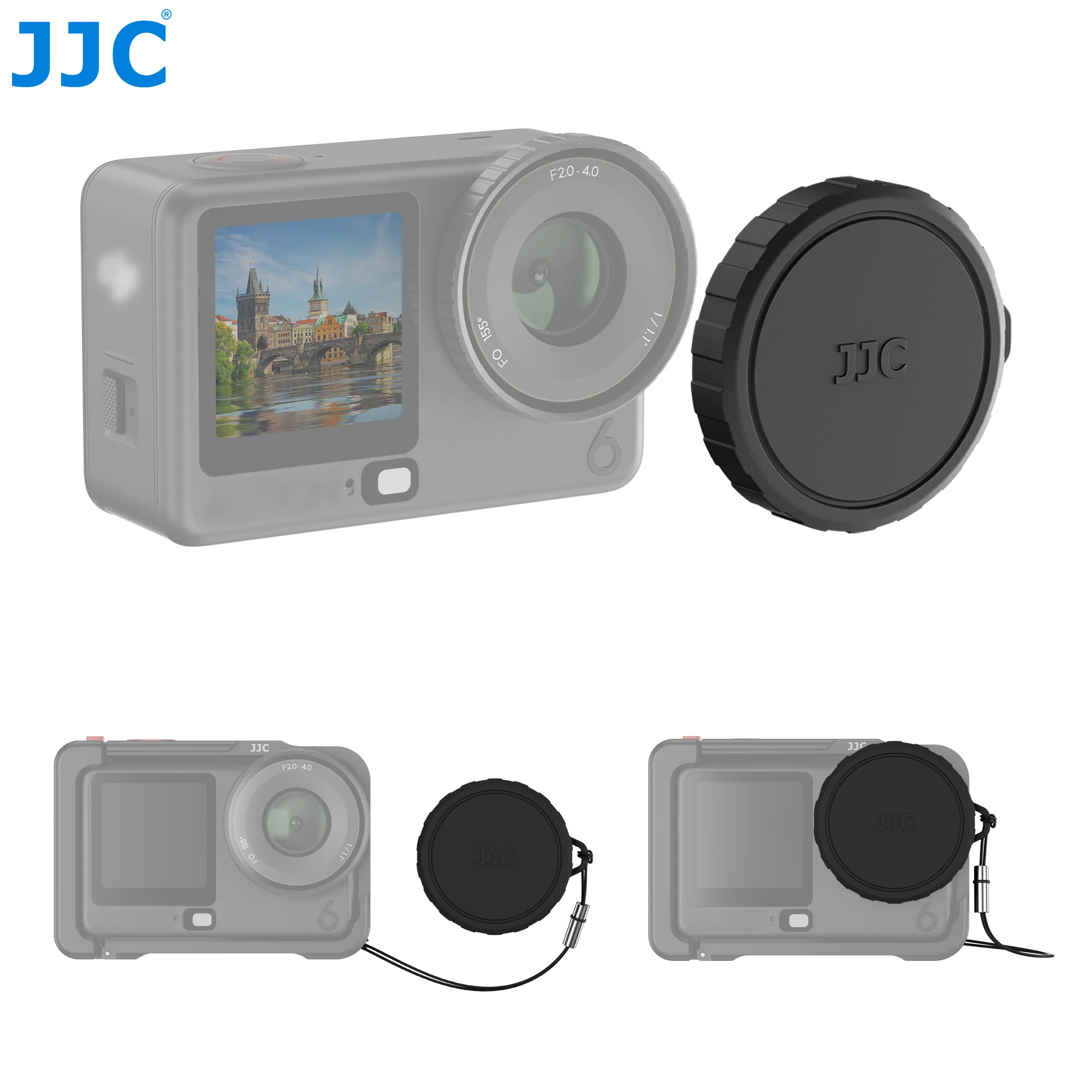 JJC Silikon-Objektivdeckel für DJI Osmo Action 6, staubdichte Kamera-Objektivschutzabdeckung mit Anti-Verlust-Schnur, DJI Action 6 Zubehör