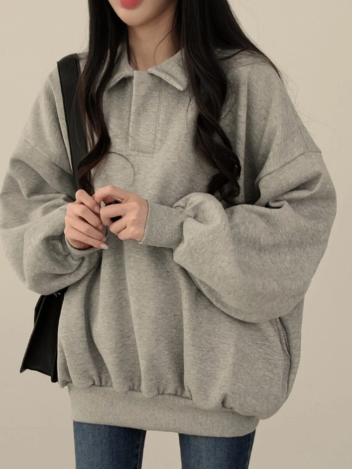 Elegancka Jesienno-Zimowa Luźna Bluza Damska w Stylu Retro, Codzienna, Wygodna, Modna Odzież Uliczna