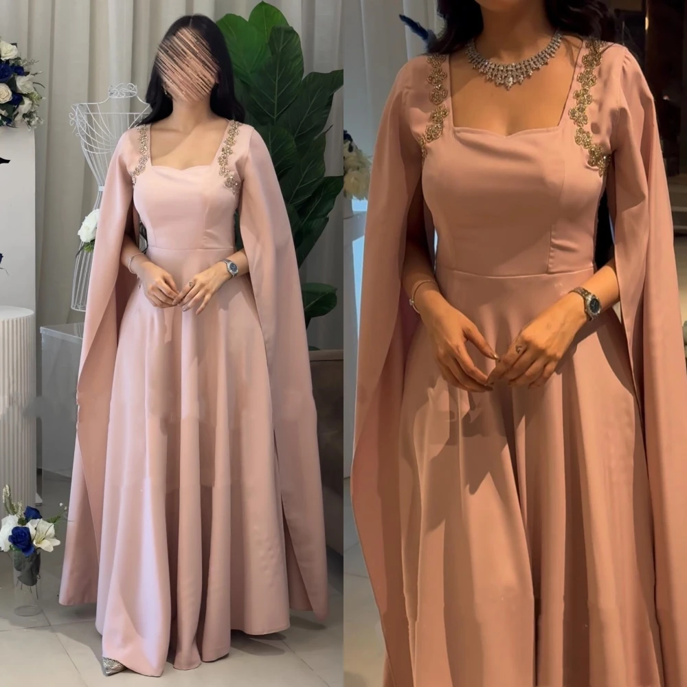 

Customized Jiayigong s Beading Draped Evening A-line Square Collar Bespoke Occasion Gown Long Dresses