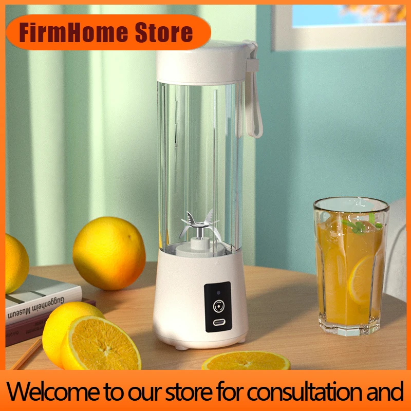 FirmHome StoreNewly Design Six Blades 400ml Cordless Portable Juicer Blender USB Rechargeable Fruit Mixer Portable Blender