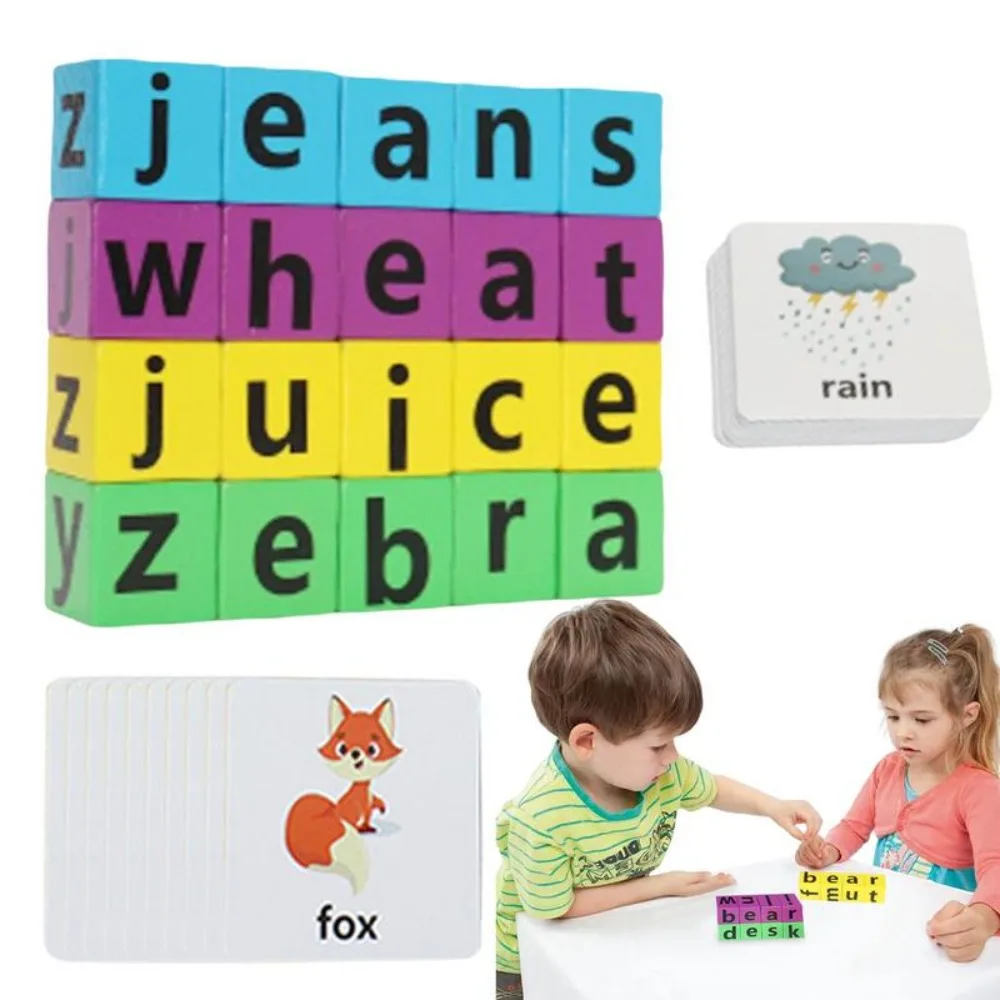 Cards Literacy Flashcards Word Spelling Game English Words Card Alphabet Spelling Game Letter Spelling Block Puzzle Game