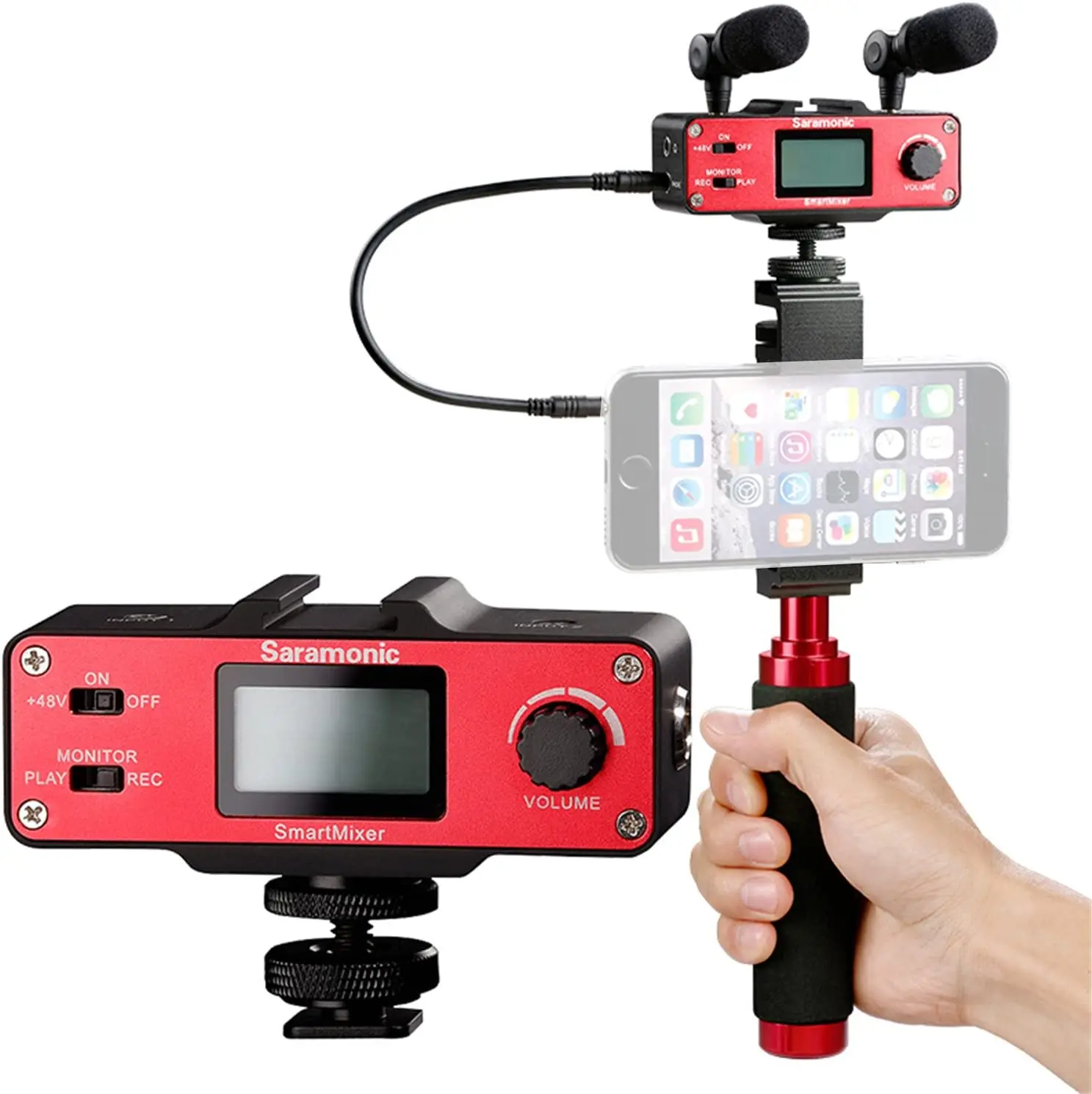 NEW Saramonic SmartMixer Handheld Recording Stereo Microphone with Handle Grip for iPhone X 8 8 Plus 7 7 Plus 6 Android Smartpho view 2