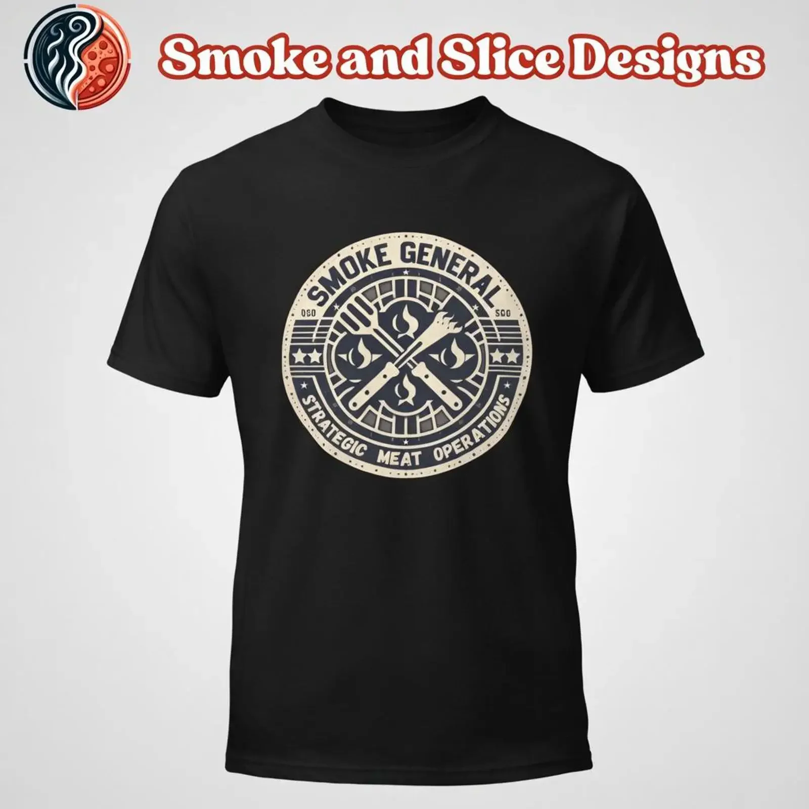 Smoke General Strategic Meat Operations T Shirt Military BBQ Grill Master Veteran Tactical Grilling Pitmaster Dad vintage