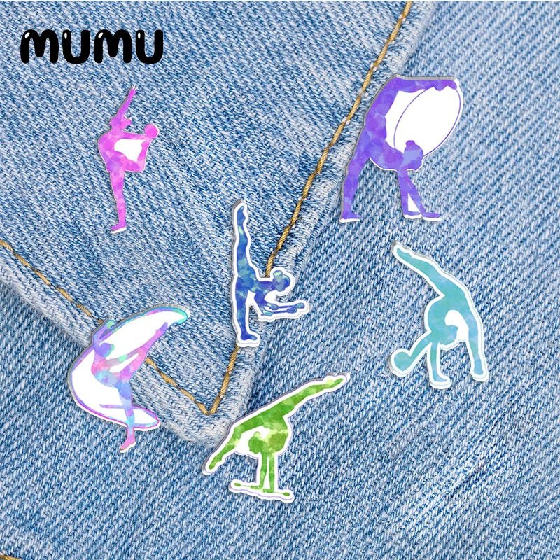 2023 New Rhythmic Gymnastics Lapel Pin Ball Hoop Acrylic Brooches Handmade Epoxy Jewelry Shirt Bag Badge