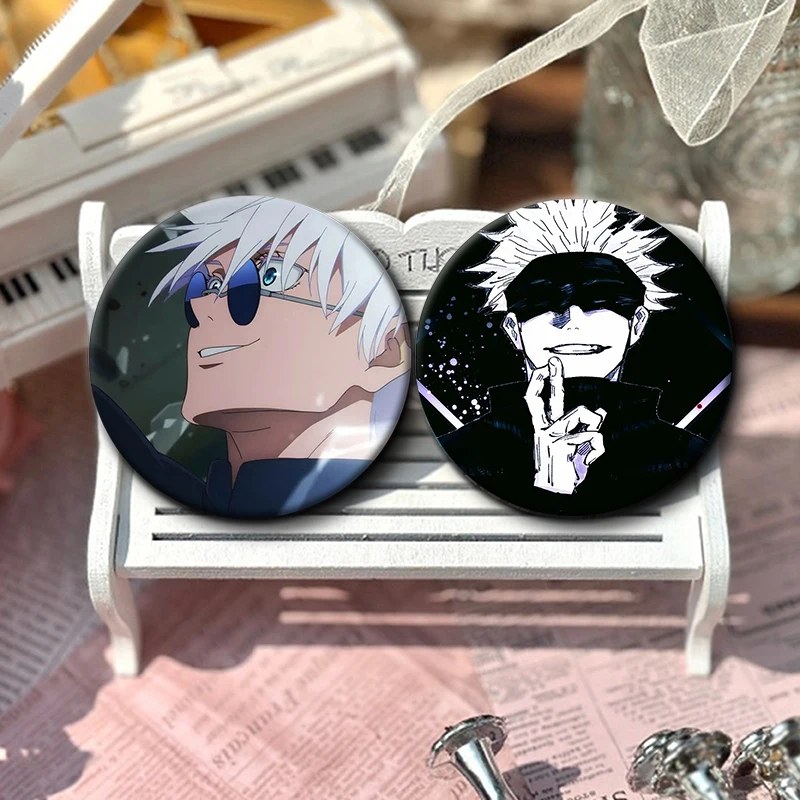 Manga Character Satoru Gojo Enamel Pins Tinplate Round Anime Brooch on Backpack Cartoon Cosplay Badges Accessories Jewelry Gift