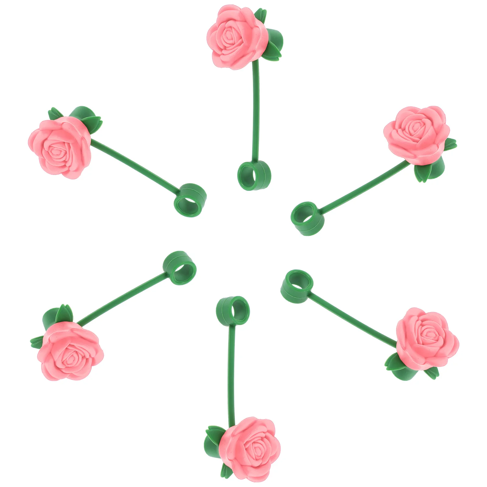 

6Pcs Rose Flower Straw Topper 10Mm Silicone Caps Dustproof Reusable for Tumblers Decorative Cup Lid Accessories
