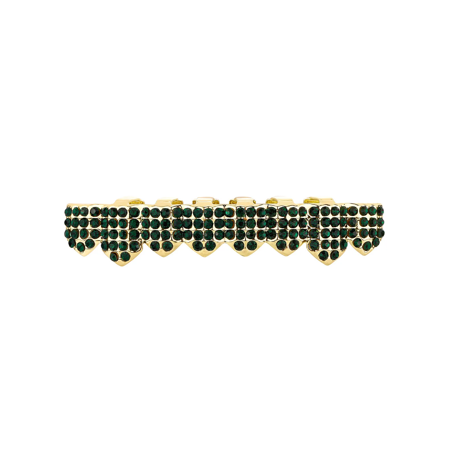 Hip Hop Teeth Grillz Iced Out Micro Pave Cubic Green Red Zircon Top & Bottom Charm Grills Set For Men Women Jewelry