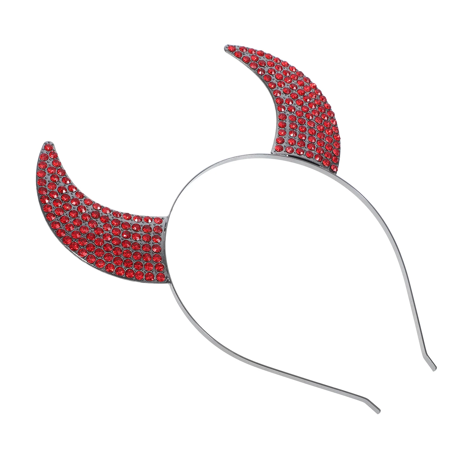 

Horn Headband Halloween Hair Decor Gun Black Alloy Rhinestone Cow Horns Unique Cosplay Accessory Photo Prop Headdress