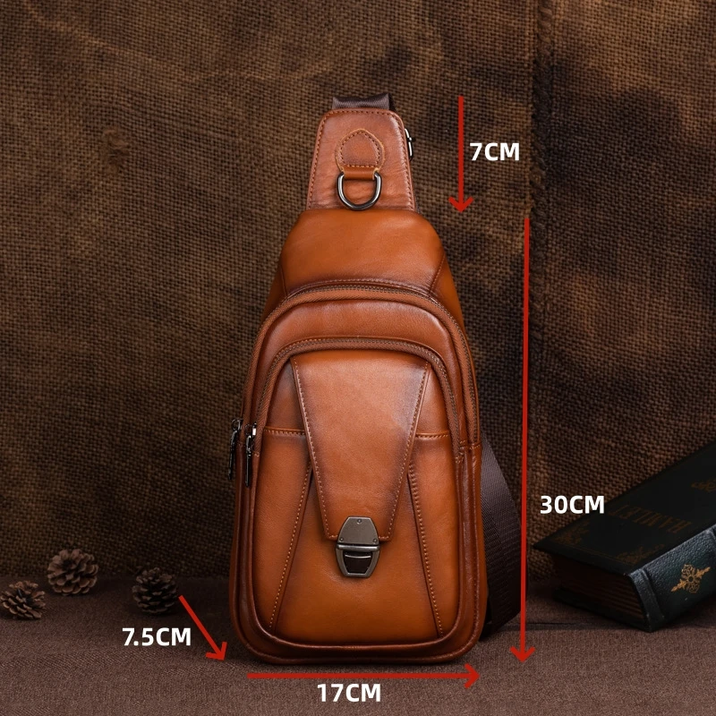 Luxury Original Design Multifunction Sling Chest Bag For Men Women Real Leather Outdoor Sport Daypack Fanny Waist Pack Bagpack