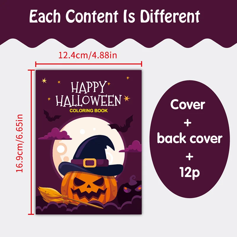 8Pcs/lot Halloween Coloring Book Mini Game Color-in Pages Activity Book With Maze Crossword Puzzle Games Theme Party Favors