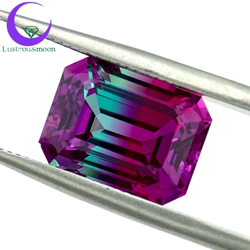 Nowe Kolorowe Syntetyczne Kamienie Szafirowe Hodowlane w Laboratorium, Szlifowane do Szlifu Szmaragdowego, Kolor Arbuzowy, Kamienie Syntetyczne, Kamienie Luzem, Certyfikat AGL, Dostępne Rozmiary na Zamówienie