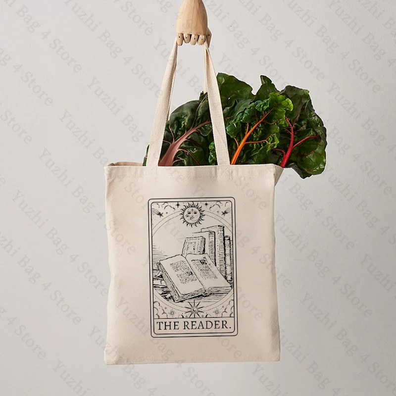 The Reader Tarot Inspired Tote Bag Tarot Tote Bags Reader Shoulder Bags Bookish Book Lover Large Capacity Shopping Bag