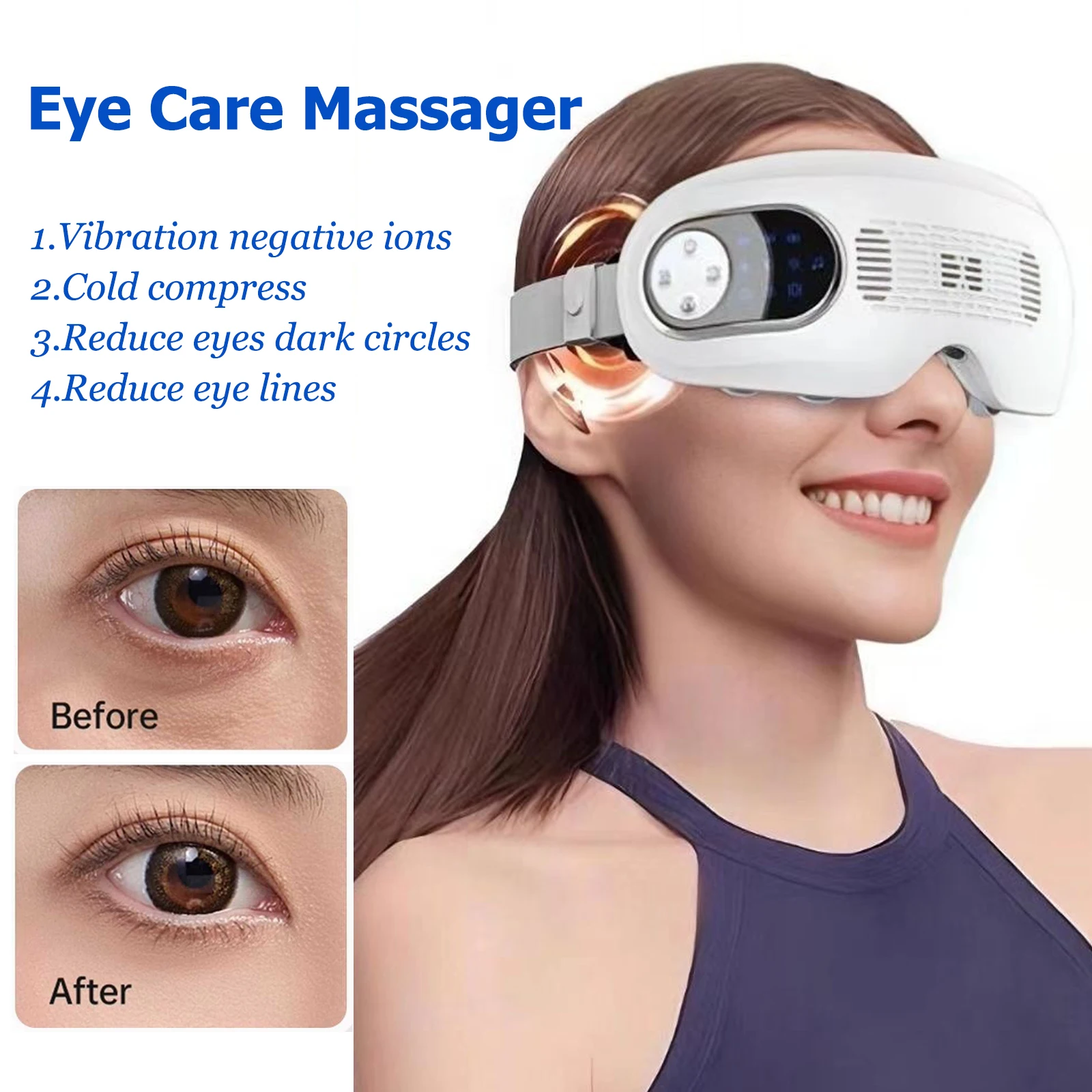 Eye Massager for Migraines Vibrating Hot&Cold Mist Eye Acupoint Massage  Mask Relieve Stress Eye Care Device for Improve Sleep - AliExpress 66