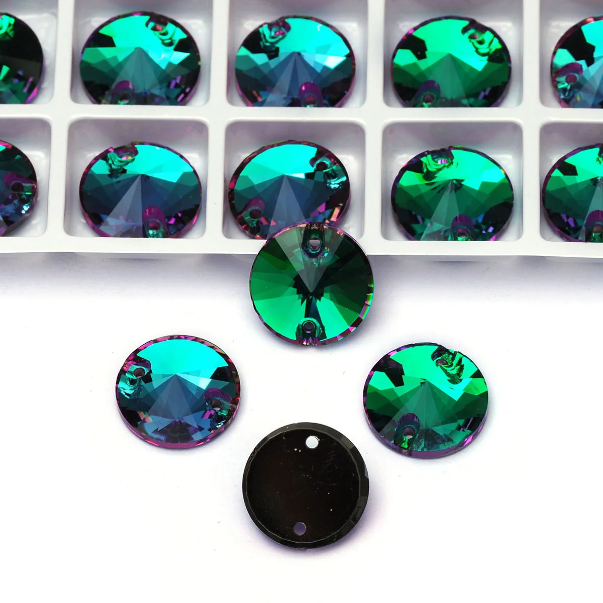 Pubrilex Emerald Vitrail Drop Cosmic Xirius RIVOLI Glas-Aufnähsteine Hochwertige Kristalle zum Nähen für Kleidung und Kunst – Detail 3