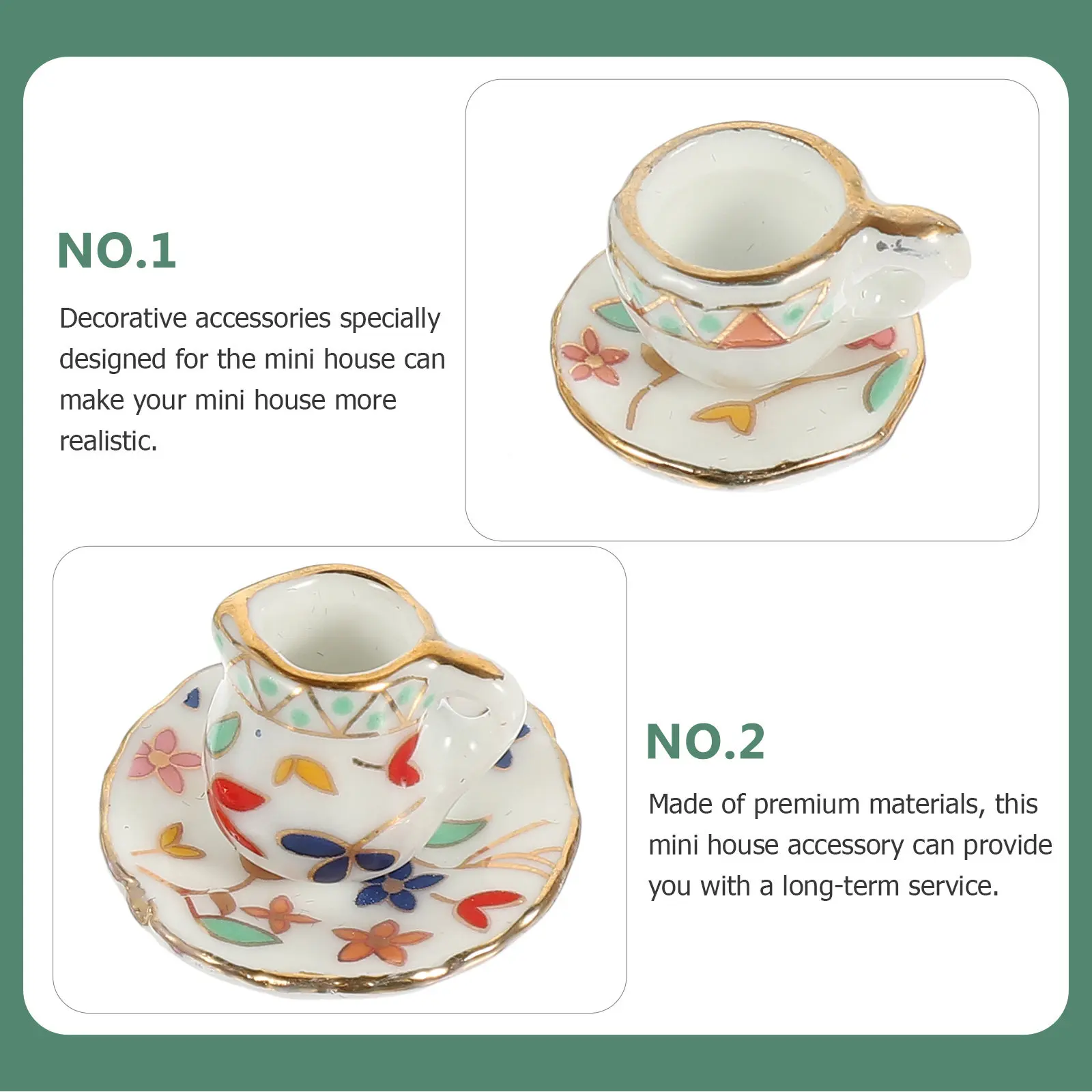 

1Set Miniature Tea Set Ceramic Dollhouse Accessories Mini House Decor Tiny Kitchen Tableware Kids Pretend Play Gift Realistic