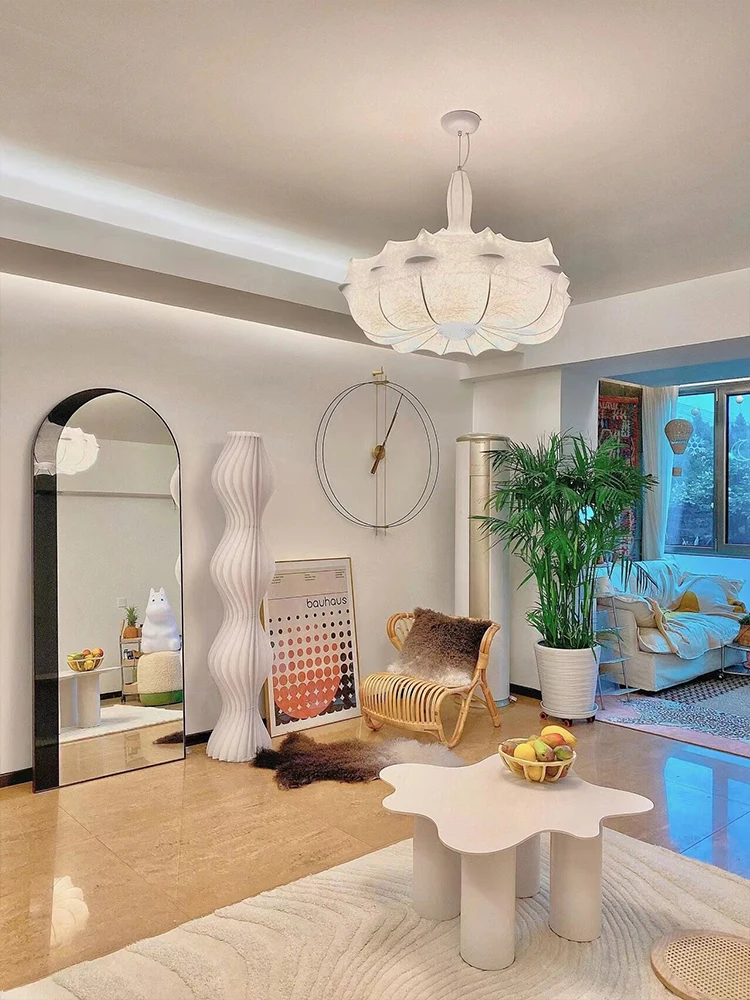 

Japanese Wabi Sabi Silk Living Room LED Pendant Lamp Home Decoration Dining Table Light Bedroom Ceiling Chandelier E27 Lighting