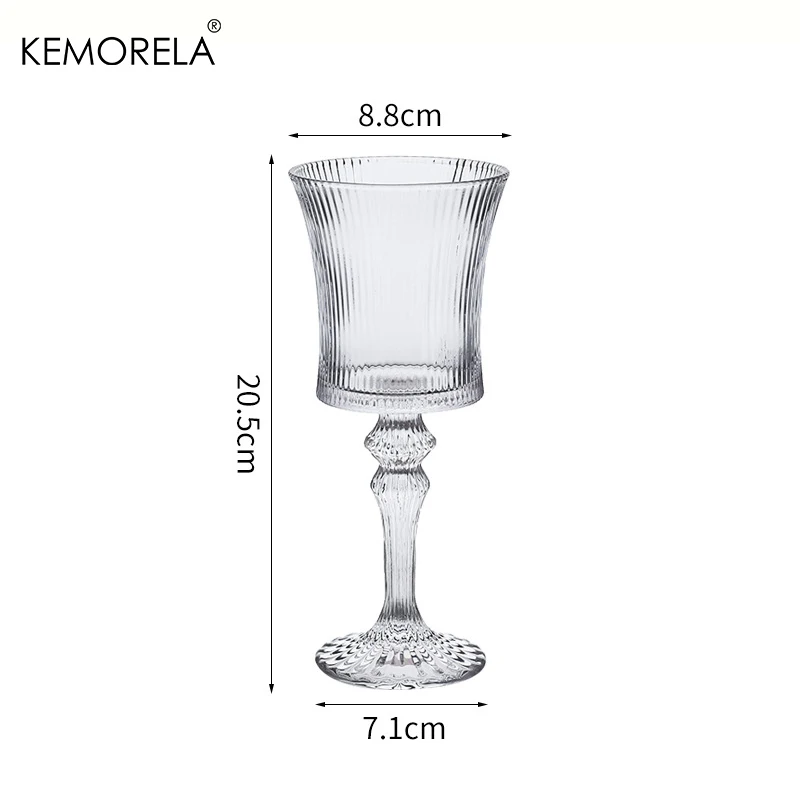 4PCS Transparent Goblet Bar Whiskey Cocktail Champagne Suitable For Party Decoration Handmade Striped Wine Glass Drinkware Set