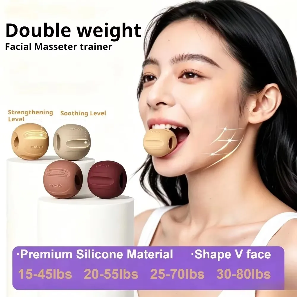 Facial Masseter Trainer Jaw Exerciser 4 Levels Sculpt V Face Tighten Jawline Reduce Double Chin Portable Face Workout Tool
