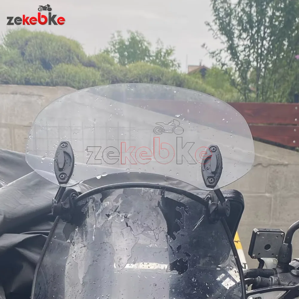 Universal Motorcycle Windshield Extension Adjustable Spoiler Clamp-On Windscreen Deflector For KAWASAKI For YAMAHA For HONDA 2
