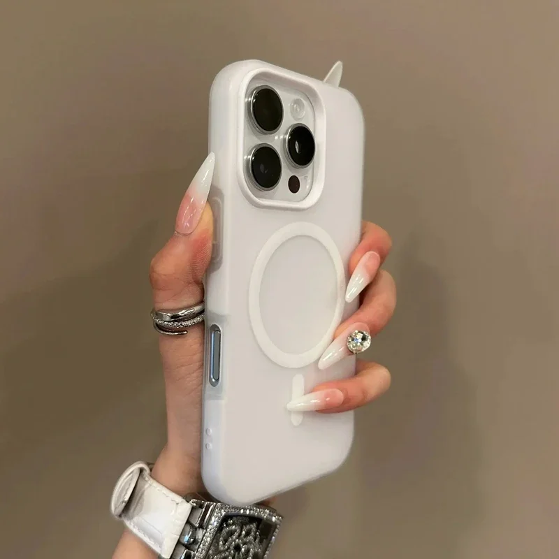 Funda de lujo tipo caramelo para carga inalámbrica Magsafe, mate para iPhone 11 12 13 14 15 16 17 AIR Pro Max Plus, magnética con borde protector 3