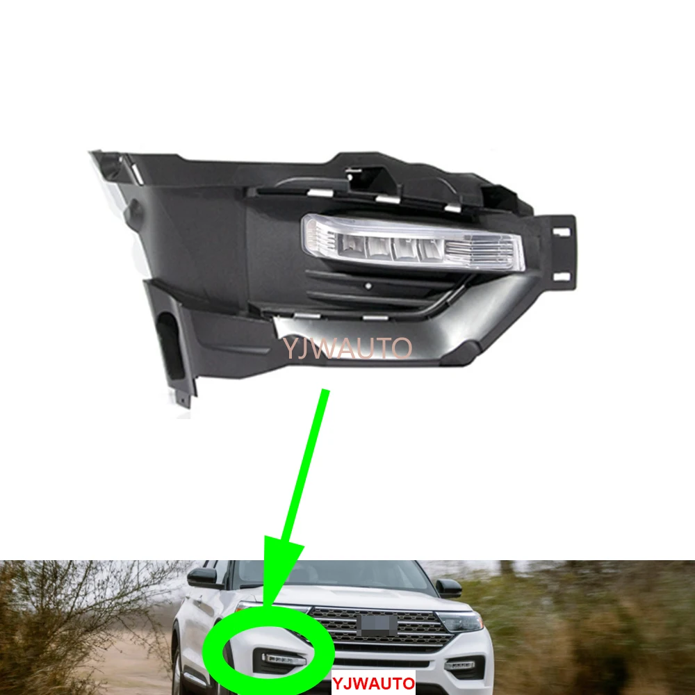 

For Ford Explorer 2020-2022 Foglights Cover Car Fog Lamp Assembly Auto Day Running Light Front Bumper Fog Light Support