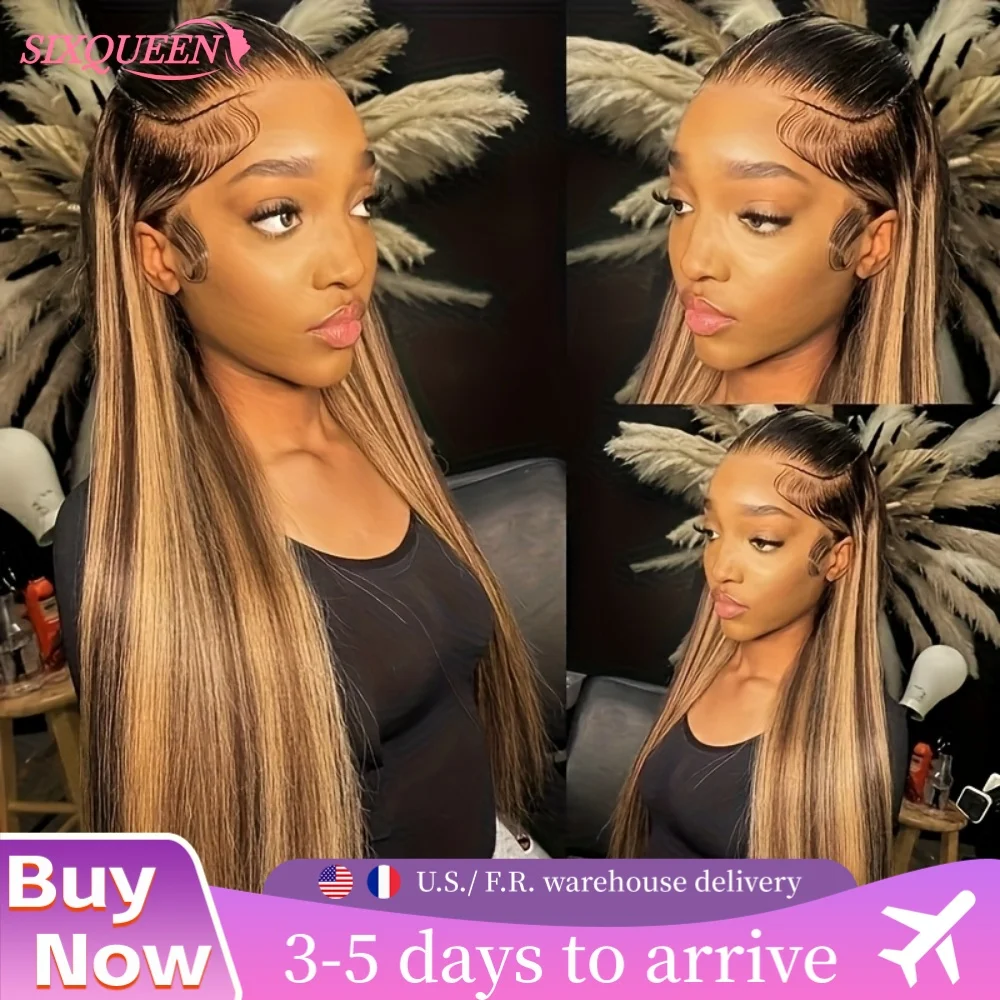 

Накладной парик 427 Highlight Straight Lace Front Wig 13x6 13x4 HD с натуральной линией роста волос, предварительно выщипанный, бразильский, с HD-кружевом