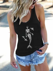 Seeyoushy Funny Women New Women Y2K Tank Top Vintage Skulls Print Casual Vest Summer Sleeveless Femme Vest Tees Shirts 90's Tops