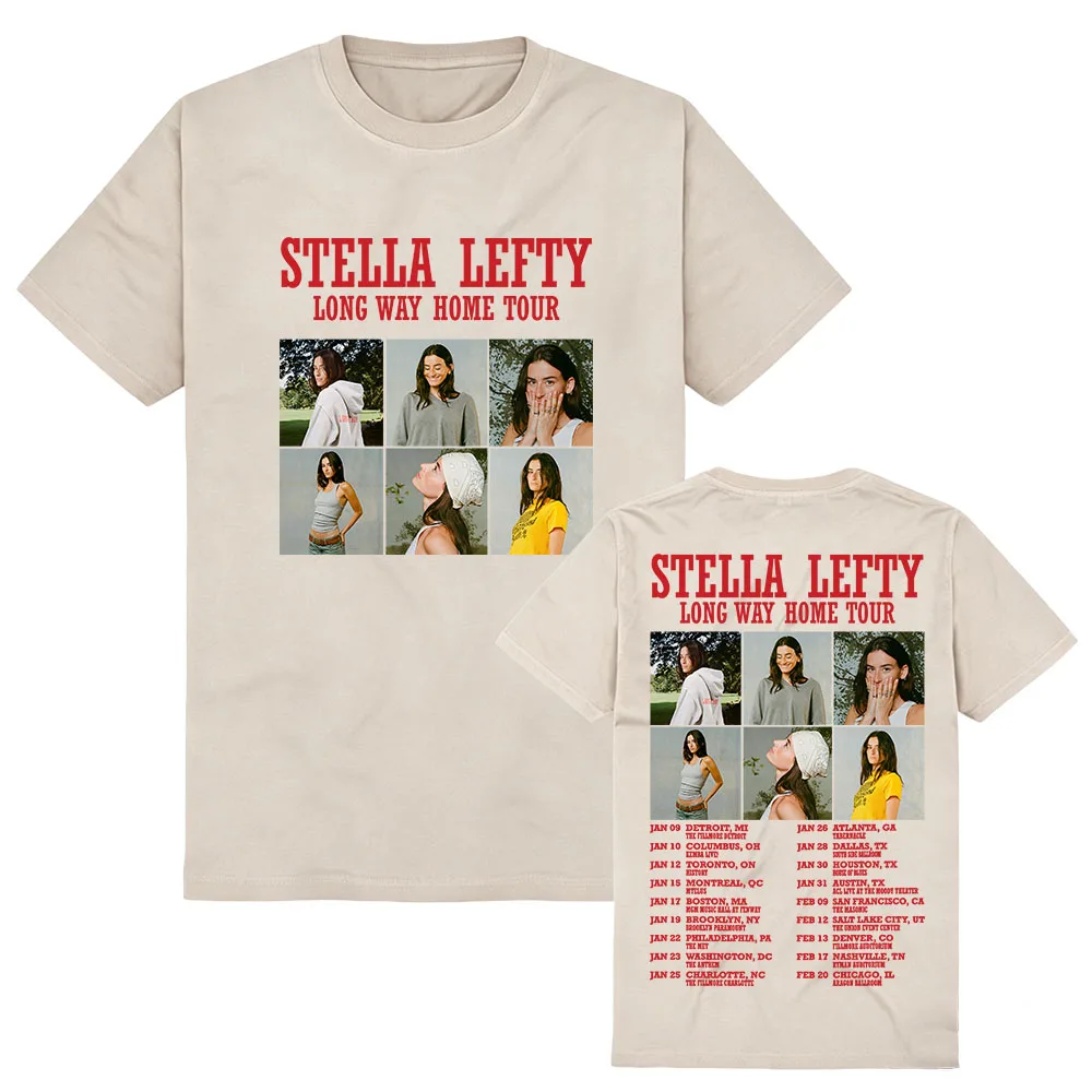 STELLA LEFTY STELLA LEFTY LONG WAY HOME Tour T-shirt Men Women Print Short Sleeve Shirt O‑Neck Casual Streetwear Couple Tees Top