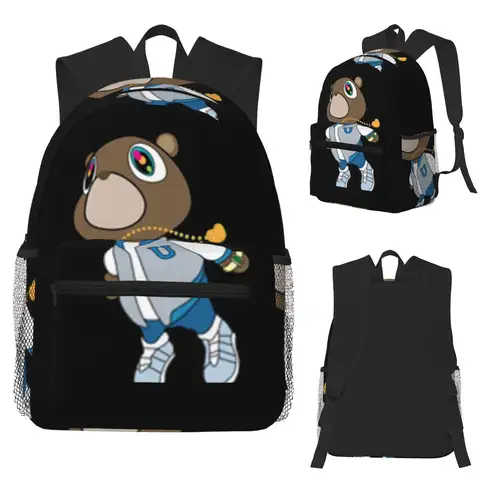 Kanye West Dropout Bear Chicago Graduation Student Backpack School Bag Hiking Travel Daypack for Men Women Bookbag Shoulder Bags