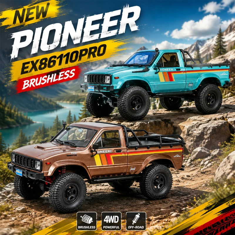 EX86110 PRO 1/10 RC Pickup Truck Professional 4WD Brushless External Rotor Off-Road Vehicle Electric Simulation Toy Car Gift