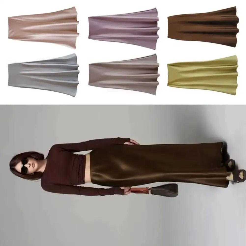 

Атласная юбка. Удобная повседневная юбка. Элегантная атласная юбка «рыбий хвост» для женщин. Дизайн с высокой талией. Дышащая для работы.