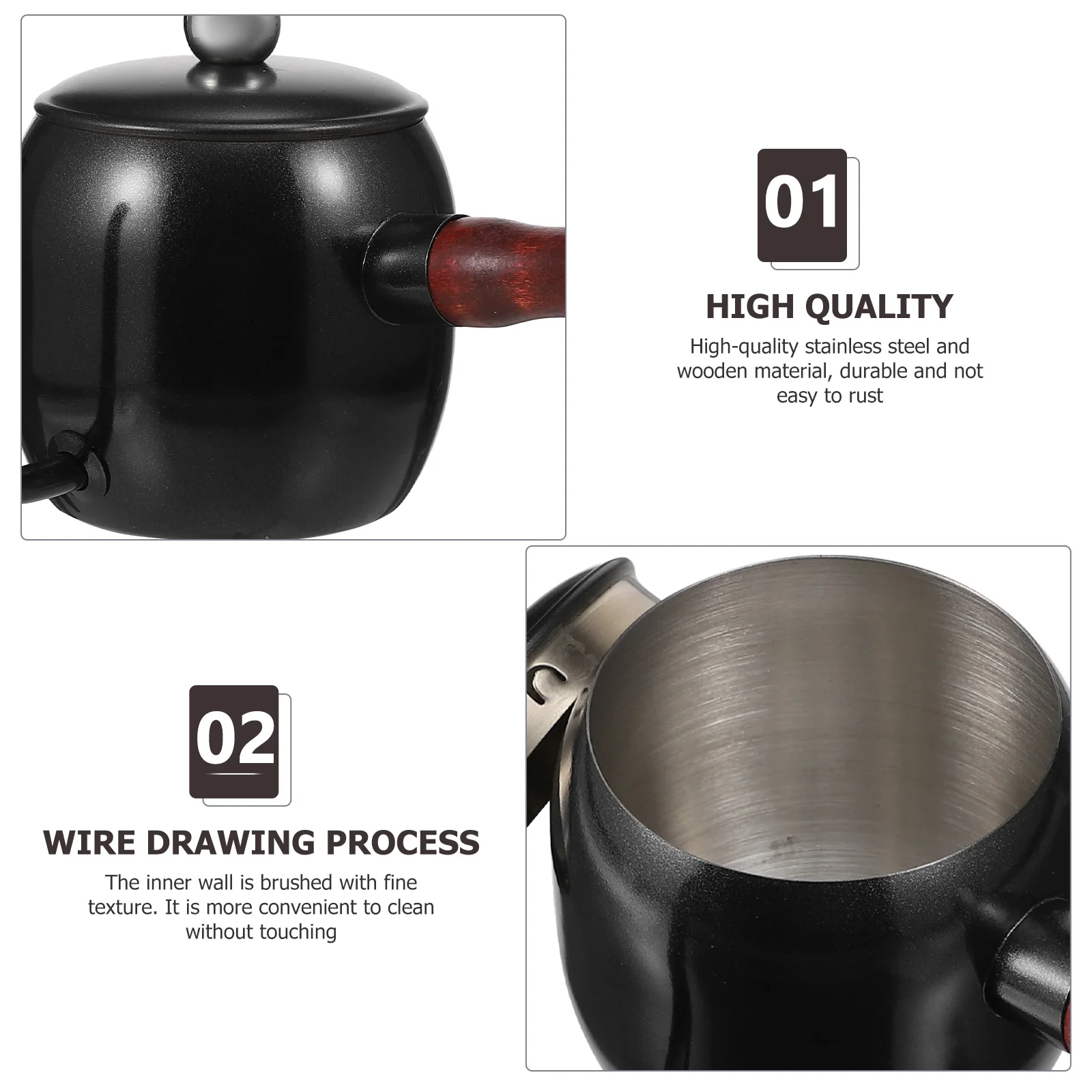 

1Pcs Hand Drip Coffee Kettle Stainless Steel Long Spout Coffee Pot Wooden Handle Heat Resistant Kitchen Office Cafe Use