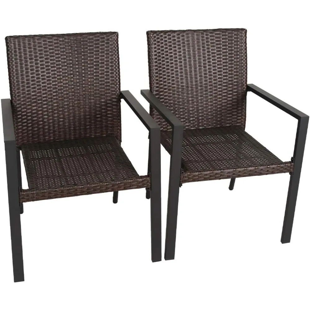 

Gas Firepit Chairs Outdoor Wicker Patio Dining Set, Set of 2 Stackable Outdoor Wicker Chairs for Patio, Garden