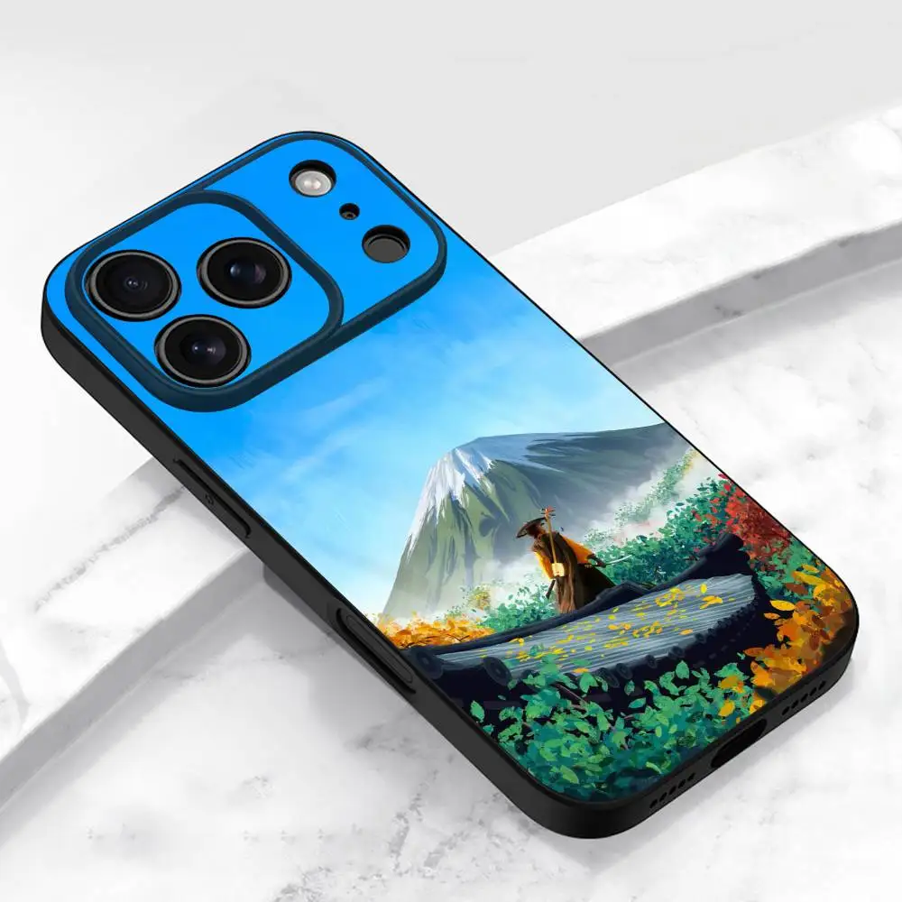 Capa de telefone G-Ghost of Yotei para iPhone 13,16,11,14,17,12,15,Plus,E,Air,Pro,Max,Mini capa protetora preta