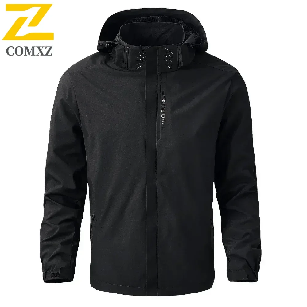 

Ветровка мужская водонепроницаемая, повседневный спортивный легкий дождевик с капюшоном, Свободная рабочая куртка для рыбалки, осень 2024