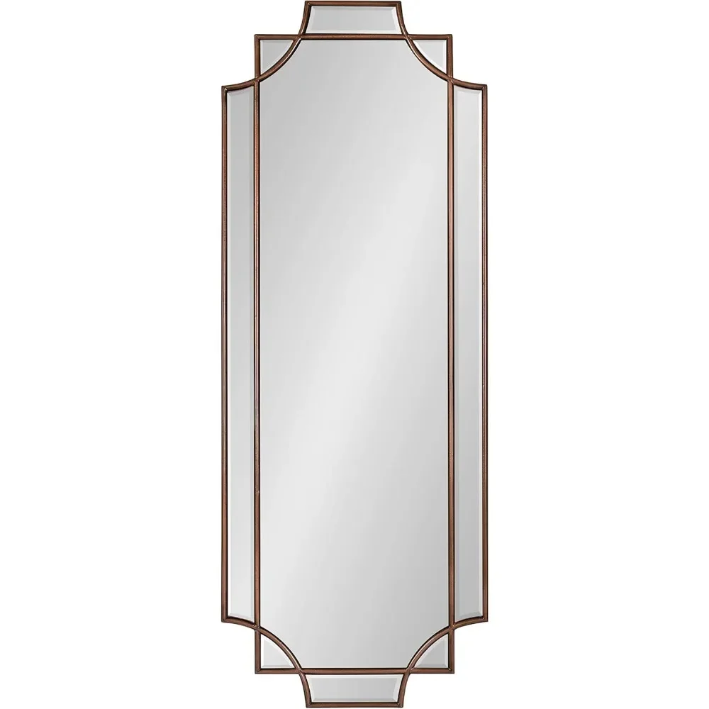 Traditional Panel Mirror, 16 X 42, Bronze, Decorative Farmhouse Full Length Mirror With Elegant Scalloped Interlocking Geometry|