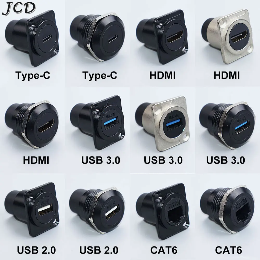 1Piece Type-C /USB 2.0 3.0 /RJ45 CAT6 /HDMI-Jack Socket Round/D Type Module Through Network Panel Mounting Electronic Connector