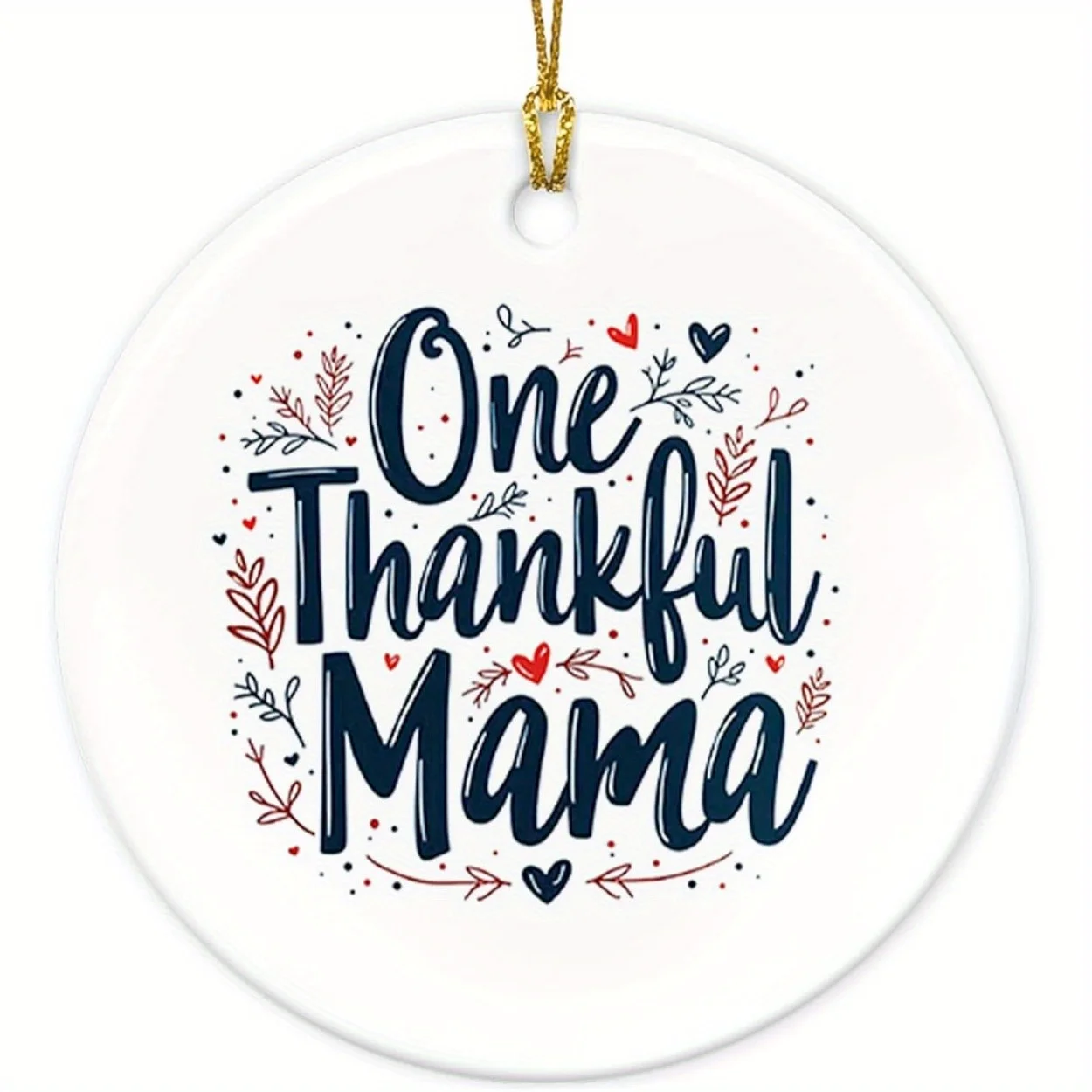 زخرفة سيراميك للأم الممتنة - هدية حلوة للأم من الابنة أو الابن، طراز حديث، تصميم زهري أحمر وأزرق #1