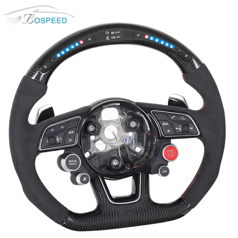 

Popular Hot sell LED Carbon Fiber Steering Wheel for RS3/RS4/RS5/RS6,with 4 quick start buttons