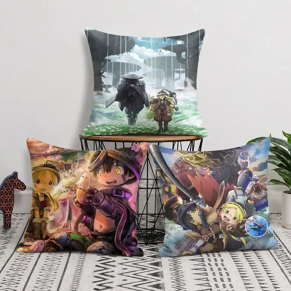 M-Made In Abyss Japanese Anime Cushion Cover Short Plush Soft Double-Sided Printing Pillow Case Cozy Sofa Bedroom Home Decor