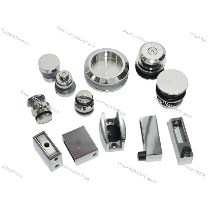 Stainless Steel Shower Glass Sliding Door Hardware Kit, Bathroom Accessories with Pulley Roller & Rail System view 2
