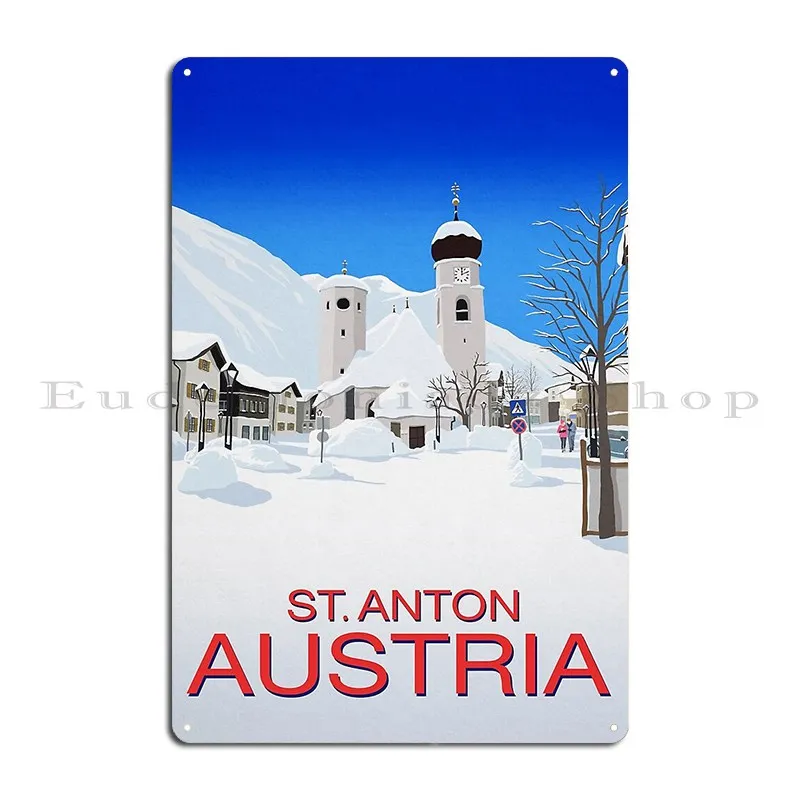 St Anton Austria Metal Sign Designer Garage Mural Wall Decor Wall Mural Tin Sign Poster