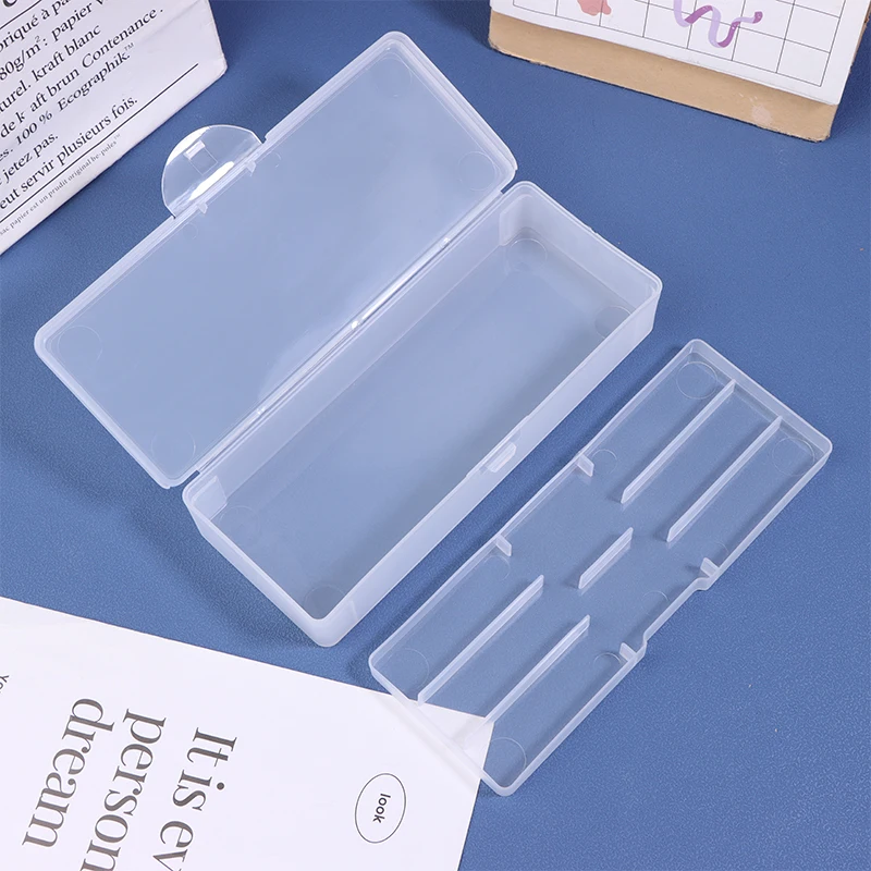 Double-Layer Nails Art Organizer Empty Box Rectangle Storage Box Pen Brush Polishing Nail Buffer Files Plastic Container