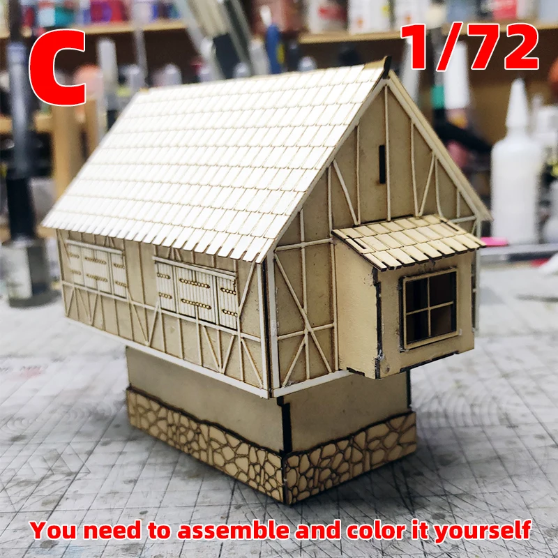 Architektonisches Modell zum Zusammenbauen, Sandtisch, Europa, ländliches Haus, Gebäude, Villa, Bungalow, Diorama, Maßstabsmodellbausatz 1/72 – Detail 10