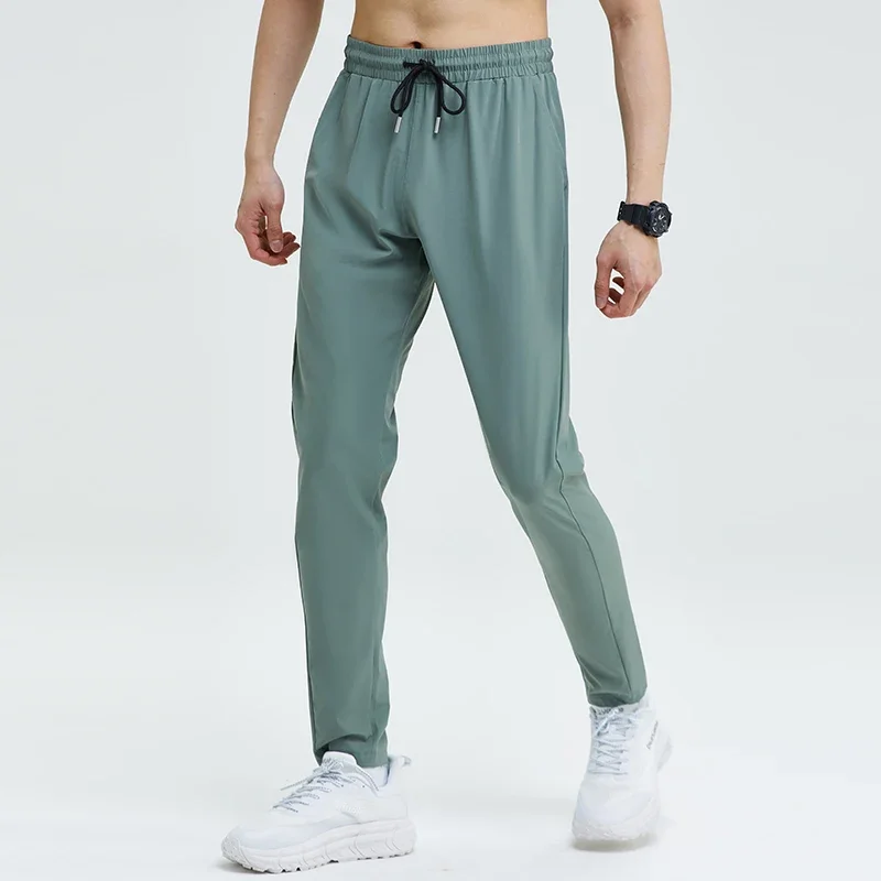 Pantalones deportivos para gimnasio, pantalones pitillo para hombre, ajustados, para correr, correr, transpirables, de secado rápido, de seda