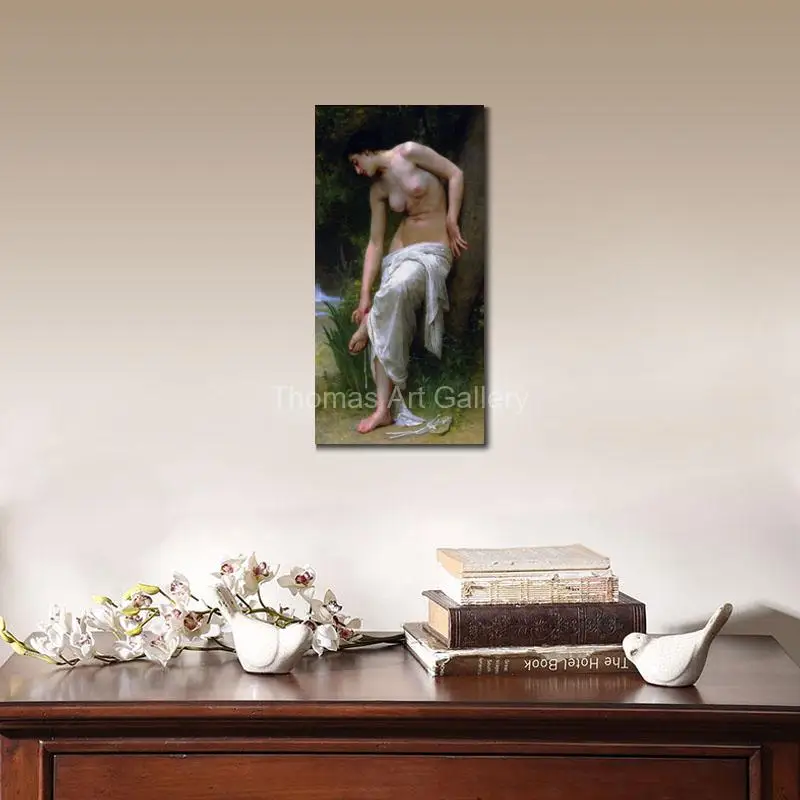 Bouguereau Classical Nude Portrait Canvas Print William-Adolphe Large Wall Art HD Female Painting for Bedroom Living Room Decor